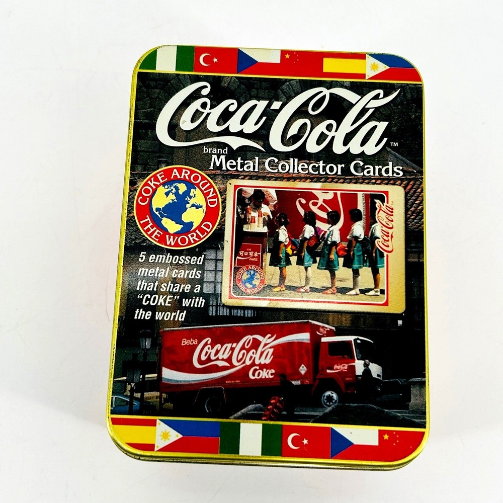 Vintage 1996 Coca-Cola Coke Around The World Metal Collector Cards Tin Set